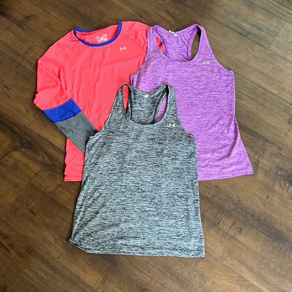 UNDER ARMOUR Women's Bundle of Athletic Tanks + Long Sleeve Workout Top ~ Small - Picture 1 of 7